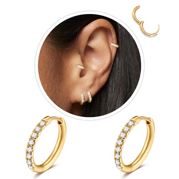 Small Gold Hoop Earrings for Women Men,14K Gold Plated in