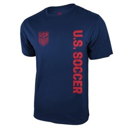 Icon Sports U.S. Soccer Federation USMNT Logo Adult T-Shirt Navy Straight US Soccer w/Red Logo - Small