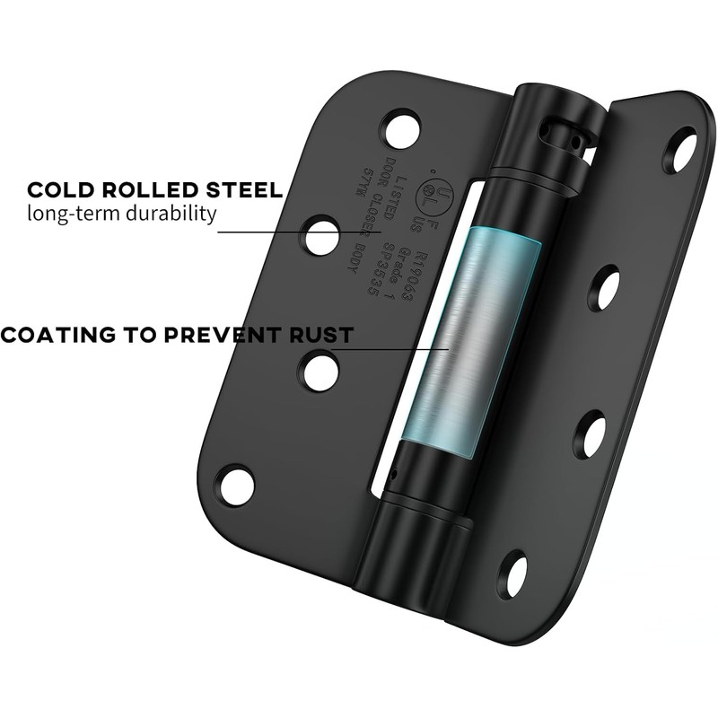 goldenwarm 3 Pack Black Self Closing Door Hinges with 5/8''