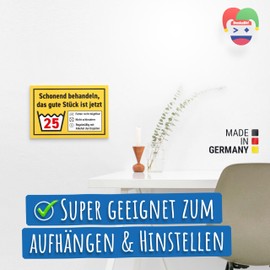 DankeDir! Schonend behandeln - Schild Kunststoff 30 x 20 cm - Geburtstagsdeko Partydeko Geburtstagskarte Geschenkidee - Geburtstagsgeschenk 25. Geburtstag Geschenk Männer & Frauen 25er 25 Jahre
