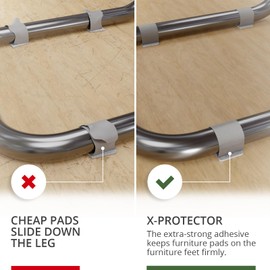 X-Protector Sled Base Chair Floor Protector - 24 PCS Chair Floor Protectors for Hardwood for Rail Feet - Floor Protectors for Chairs with Tubular Legs - Grey Wrap Felt Chair Glides!