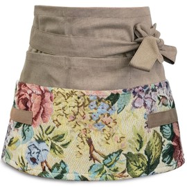 MILCIL Garden Apron for Woman, Gardening Florist Apron, Half Apron with 8 Pockets and 6 Strong Fabric Hangers for Tools or Gloves, Yellow