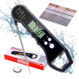 Meat Thermometer Digital, Instant Read Meat Thermometer with 4.3" Folding Probe Backlight & Calibration Function, Waterproof Food Thermometer for Grilling Baking Cooking Frying
