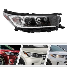 CHUNILLE Headlight Compatible With Toyota Highlander 2017 2018 2019 Halogen Headlamp Right Passenger Side 811100E390 TO2503253 (Right Passenger Side)