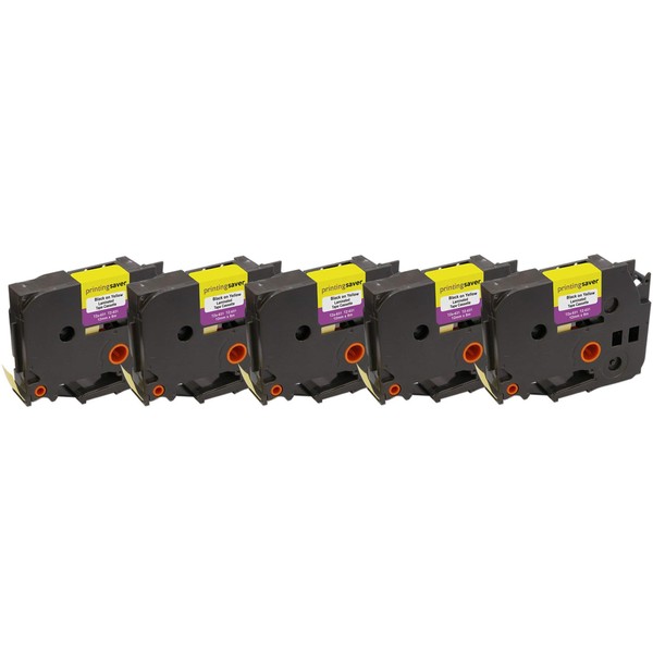 5x TZe631 TZe 631 Black on Yellow 12mm x 8m