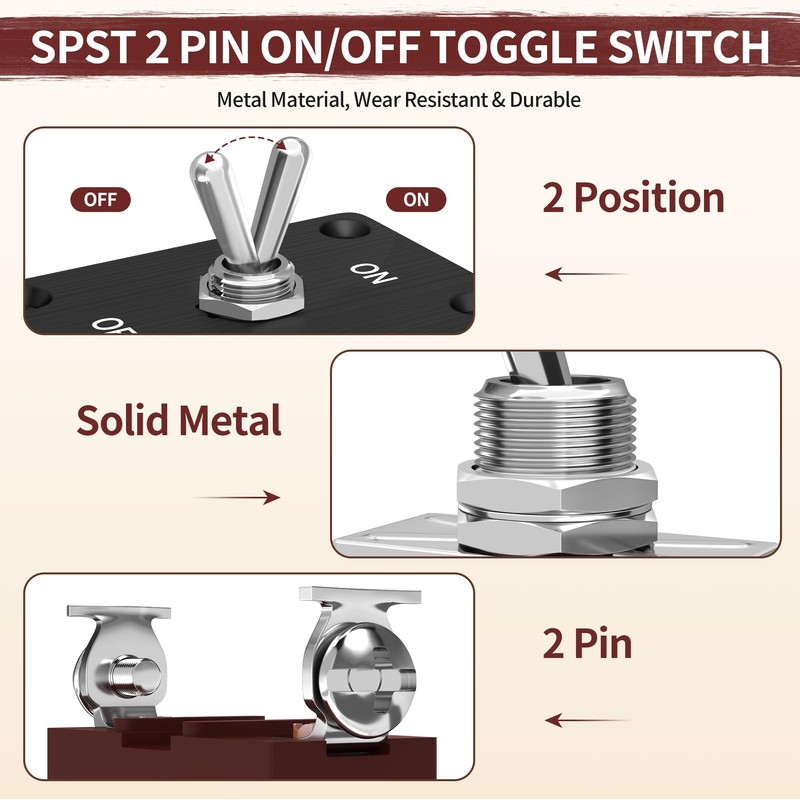 RVMARINEPAT Heavy Duty Toggle Switch 12V DC 30A Waterproof 2