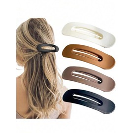 Solid Color Hair Clip, No Trace Flat Large Hair Clip, Fashionable Hair Accessories for Women & Girls, Minimalist Headwear Suitable for Girlfriend