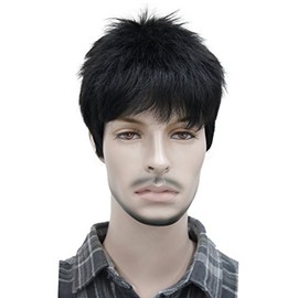 Lydell Men's Wig Natural Black/Brown Short Straight Hair Synthetic Full Wigs Darkest Brown