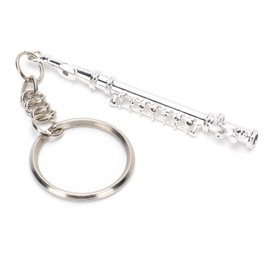 Flute Design Keyring Musical Instrument Ornament Silver Colour for Wallet, Backpack, Crafts, Key Ring, Phone Charm Bag Decor
