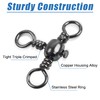 Three 3 Way Barrel Fishing Swivels Cross-Line - 60pcs T-Turn