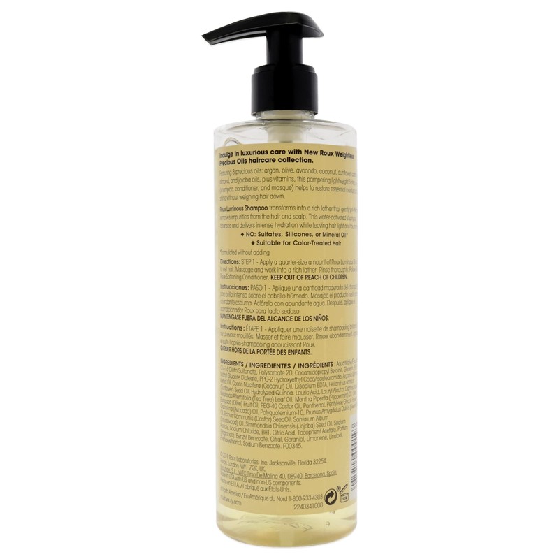 Roux Weightless Precious Oils Luminous Shampoo Shampoo Unisex 12 oz
