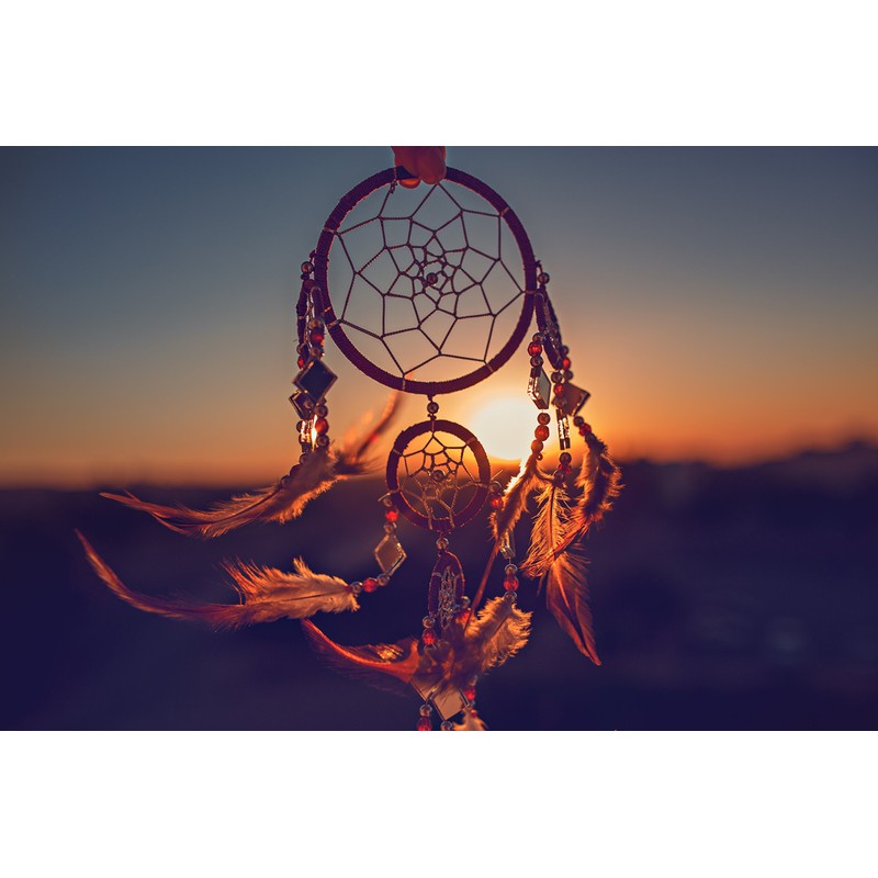 Dream Catcher for Good Dreams with Beads and Real Feathers,