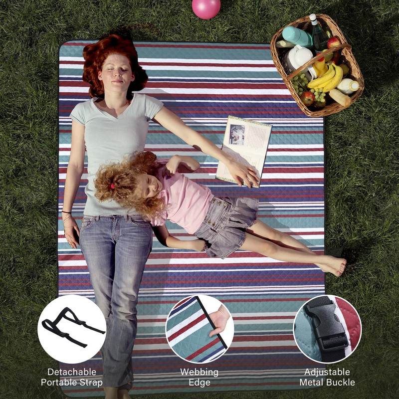 HX&OD Large Picnic Blanket Outdoor 80”x60” Waterproof Picnic Mat Foldable