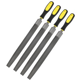 M METERXITY 4-Pack Half-Round Metal File 12 Inch, High Carbon Steel Diamond Hand W PVC Grip Handle for Wood/Metal/Ceramic/Glass/Stone/Jewelry/Tile/Model/DIY/Sharpening File