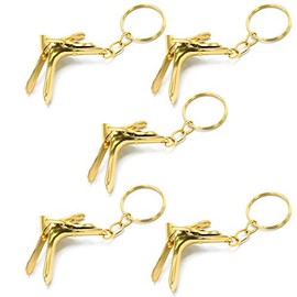 AAProTools Set of 5 Pcs Speculum Keychain Gold Stainless Steel