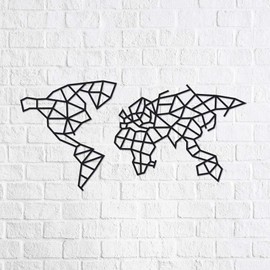EWA Eco-Wood-Art World Map EWA EcoWoodArt Wooden Puzzles Design Polygonal Puzzle World Map Souvenir Gift Kitchen Home Decor Interior Black