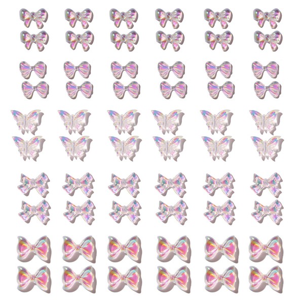 Nail Parts, Butterfly, 3D, 3D, Aurora, Set of 60, Nail