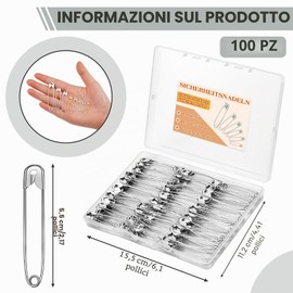MASPHY 100 spille da balia da 55 mm, spille di sicurezza grandi per abbigliamento, artigianato, creazione di gioielli e cucito