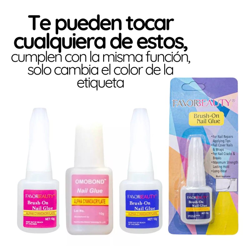 Veraly 2pzs Pegamento Tips Uñas Postizas Uñas Press On Transparente
