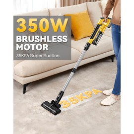 350W Cordless Vacuum Cleaner for Dewalt 20v Battery, 35kPa Brushless Lightweight Stick Vacuum with 3 Mode Suction, 6 in 1 Stick Vacuum Cleaner with HEPA for Floor, Carpet, Car (Battery Not Included)