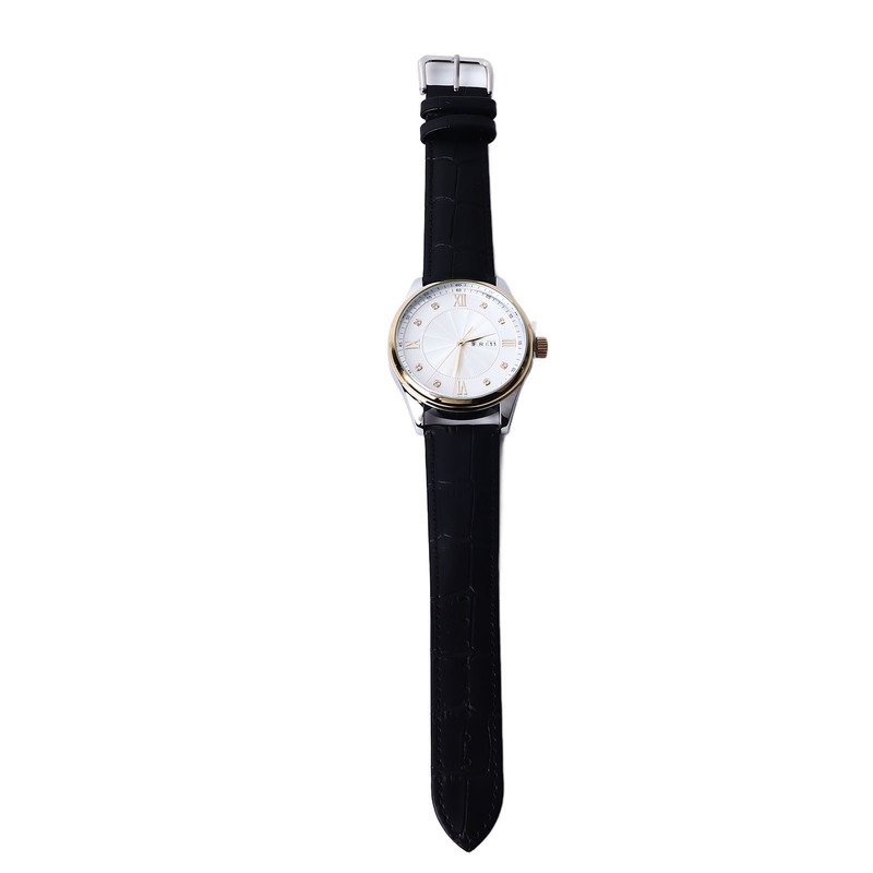 Men Quartz Watch Double Calendar Accurate Time PU Leather Strap