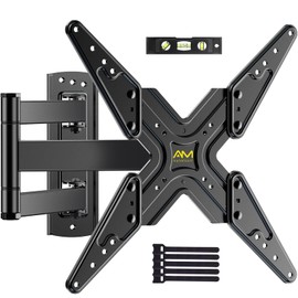 AM alphamount TV Wall Mount Full Motion Articulating Tilting TV Mount Bracket Swivel Extend Rotate for Most 26-55 Inch Flat Curved TVs with Max VESA 400X400mm Single Stud Wall Mount Holds up to 88lbs