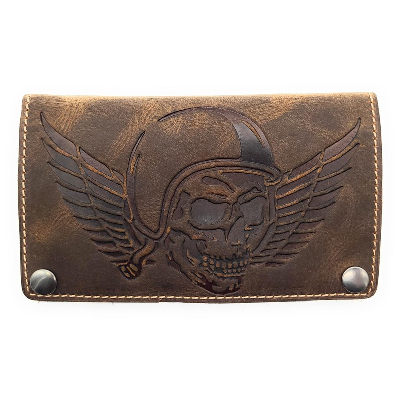 Lemasi Biker Wallet with Chain Natural Hunter Leather Wallet with