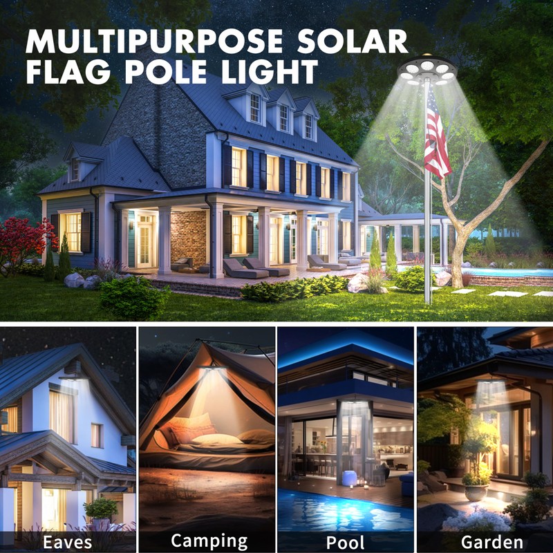 Aurolit Flagpole Light Solar Powered,Auro 5 Flag Pole Light 136