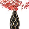 ZJMTOCYU Elegant Black Ceramic Vase with Gold Accents for Home