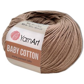 Frida's Wollhaus YarnArt 50 g Baby Cotton Wool Cotton Acrylic Crochet Yarn Knitting Yarn 55 Colours (407 | Nougat)