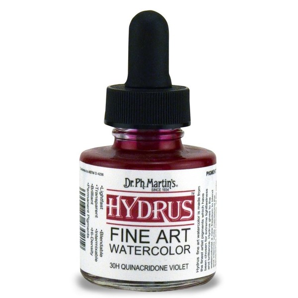 Dr. Ph. Martin's Hydrus Fine Art (30H) Watercolor Bottle, 1.0 oz, Quinacridone Violet