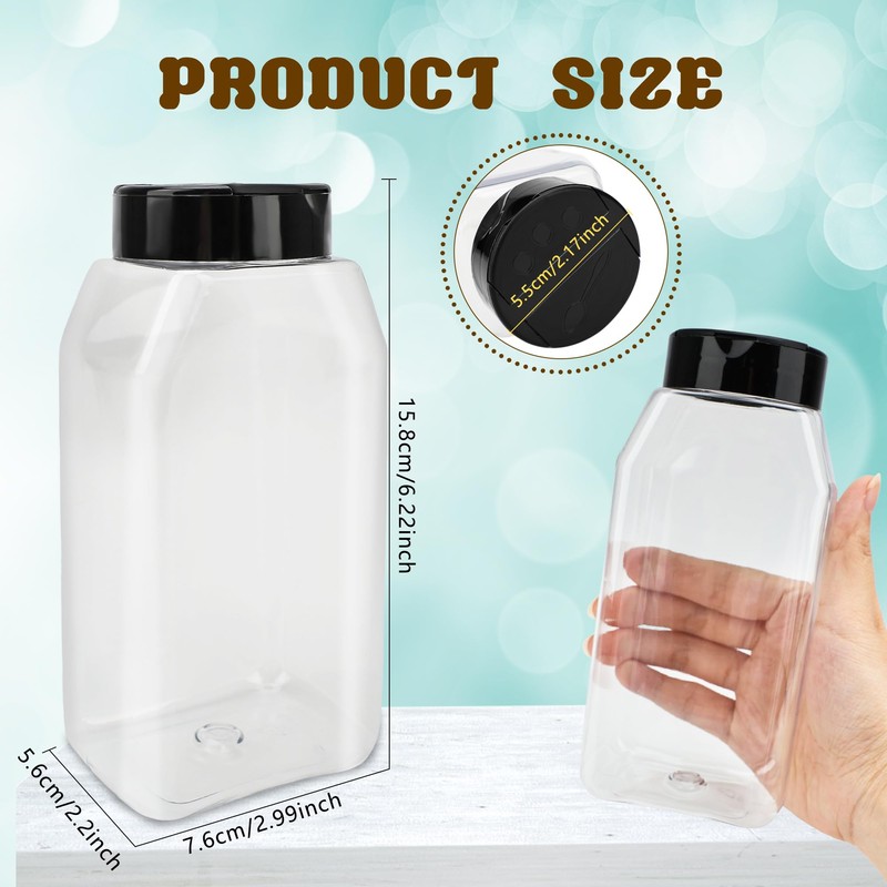 32 Pack 16 oz Plastic Spice Jars with Cap Clear