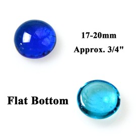 Kissvian Flat Glass Marbles/Gems/Stones/Beads for Home Décor Vase Filler Table Scatter Art Craft Aquarium – 2LB (17-20mm, Approx. 3/4") Blue & Aqua Blue