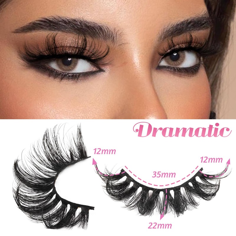 Veleasha Lashes Fluffy Wispy Faux Mink Eyelashes Criss-cross False Lashes
