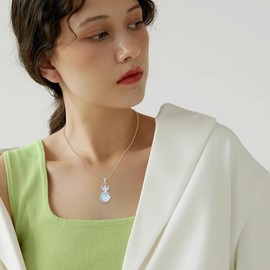 YAFEINI Pineapple Necklace for Women 925 Sterling Silver Moonstone Pendant Necklace Pineapple Jewellery Gifts for Mother Wife Daughter
