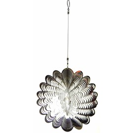 Hanging Stainless Steel Garden Wind Spinner Sun Catcher Crystal - Large Flower