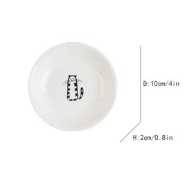 FUYU 6pcs Cute Cat Ceramic Sauce Dish Seasoning Dish Dessert Plate Snack Plate Side Dish, 4 inches