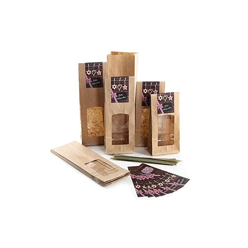 Logbuch-Verlag 10 Cookie Bags with Window & Foil Insert +