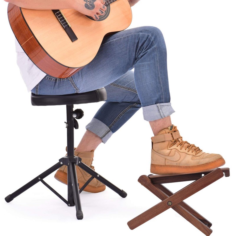Wood Guitar Footstool, 3-Position Height Adjustable Guitar Foot Rest/Solid Wood