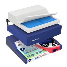 Dynarex 10690 Ever-Soft Anti-Thrust Wedge Gel-Foam Cushion, Corrective Wheelchair Cushion, 300 lb Weight Capacity, Blue/Grey, 18" x 16" x 4" x 2"