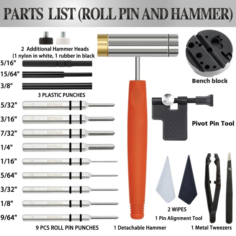 BESTNULE Upgrade Roll Pin Punch Set, Punch Set with Replaceable