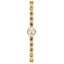 FANMIS Gold Watches for Women with Small Vintage Bracelet Elegant Jade Oval Dial Dress Watch Fashion Quartz Wrist Watch Waterproof Watch (B Gold)