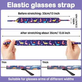 6 Pcs Kids Eyeglass Strap Kid Eyewear Retainer Neoprene Sunglasses Holder Lanyard Retainer No Tail Adjustable Glass Retainers for Boy Girl Sports Dinosaur Animal Floating Sunglass Lanyard for Children