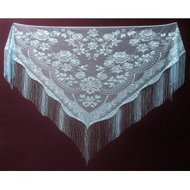 Heritage Lace Lace Shawl Wrap Victorian Style Light Blue Wedding Prom Beach Fringe