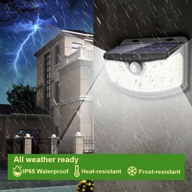 Aootek New Solar Motion Sensor Lights 120 LEDs with Lights Reflector,270° Wide Angle, IP65 Waterproof, 3 Lighting Modes,Step Lights for Front Door, Yard, Garage, Deck (4 Pack)