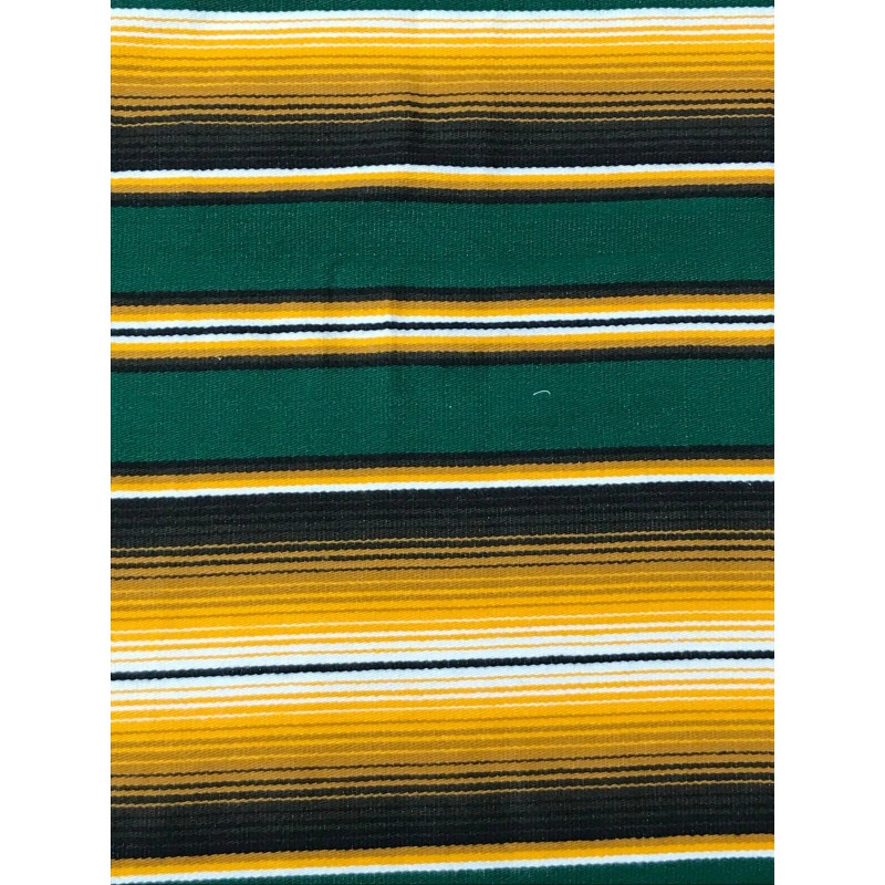 FALSA Mexican Blanket Hand Woven RASTA Serape Throw Yoga green/yellow/brown