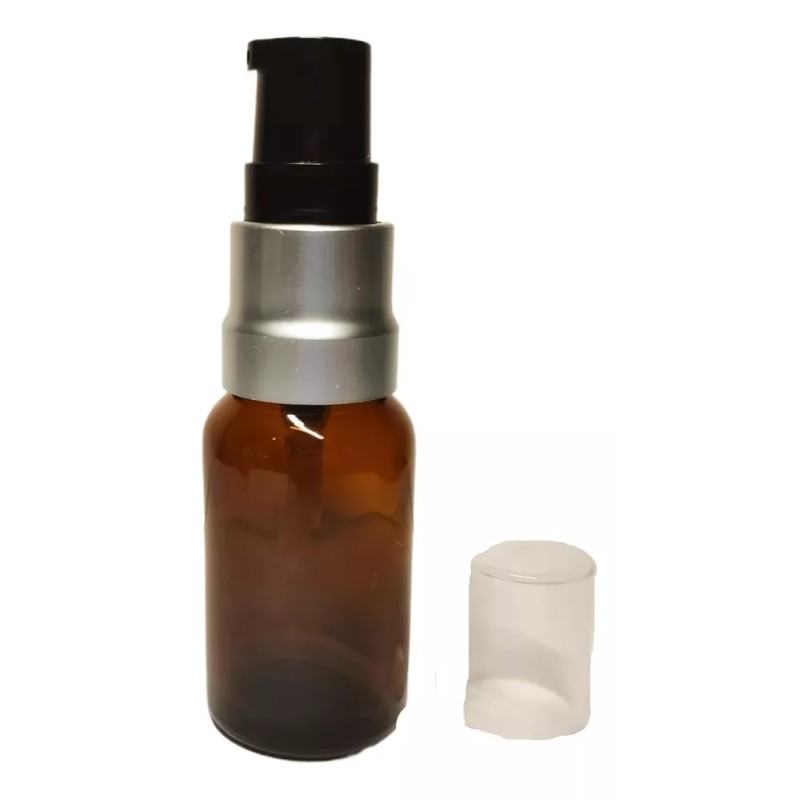 Meliar Frasco Dosificador 15 Ml Ámbar Bomba Plata (20 Pzs)