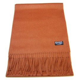 ADAMANT 100% Pure Cashmere Men's Scarf – Super Soft – 180 cm Long – Plain and Checked – Fine Fluff Hair - chestnut