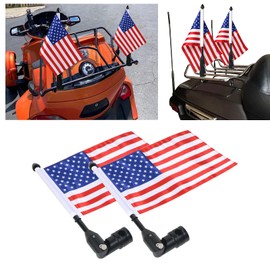 Fold Down 90° Motorcycle Flag Mount With Flag, Motorcycle Flag Pole Holder and American Flag 6x9 for Harley Davidson Road King Touring Spring Honda Goldwing Luggage Rack