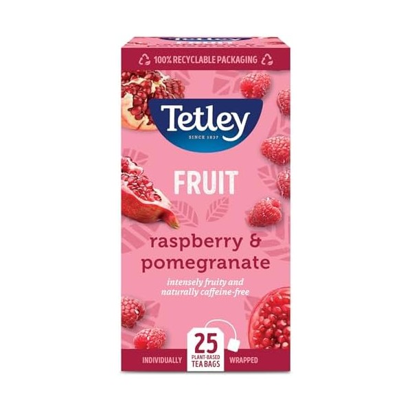 Tetley Raspberry & Pomegranate Herbal Tea – Naturally Sweet Fruit
